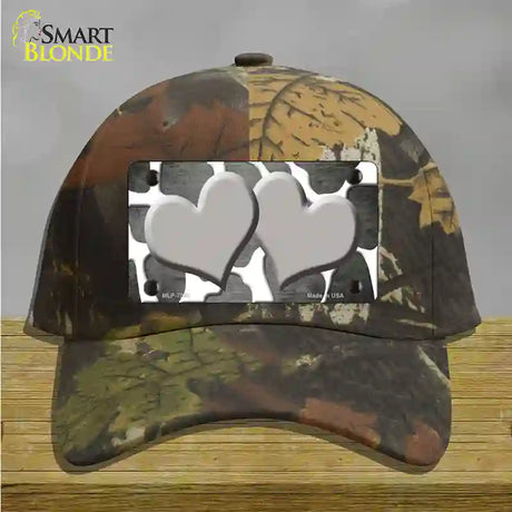 Gray White Hearts Giraffe Oil Rubbed Novelty License Plate Hat Cotton / Camoflauge