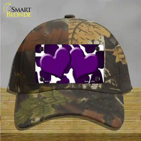 Purple White Hearts Giraffe Oil Rubbed Novelty License Plate Hat Cotton / Camoflauge