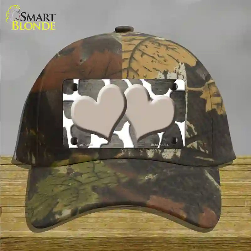 Tan White Hearts Giraffe Oil Rubbed Novelty License Plate Hat Cotton / Camoflauge