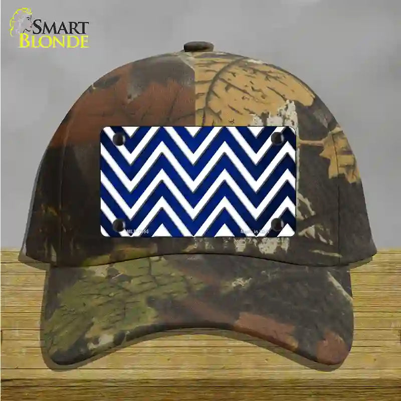 Blue White Chevron Oil Rubbed Novelty License Plate Hat Cotton / Camoflauge