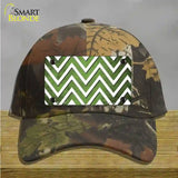 Lime Green White Chevron Oil Rubbed Novelty License Plate Hat Cotton / Camoflauge