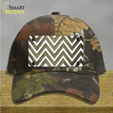 Gold White Chevron Oil Rubbed Novelty License Plate Hat Cotton / Camoflauge