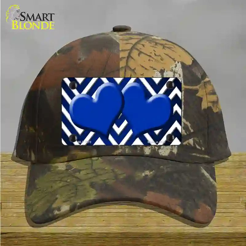 Blue White Hearts Chevron Oil Rubbed Novelty License Plate Hat Cotton / Camoflauge