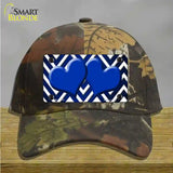 Blue White Hearts Chevron Oil Rubbed Novelty License Plate Hat Cotton / Camoflauge