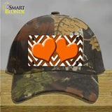 Orange White Hearts Chevron Oil Rubbed Novelty License Plate Hat Cotton / Camoflauge