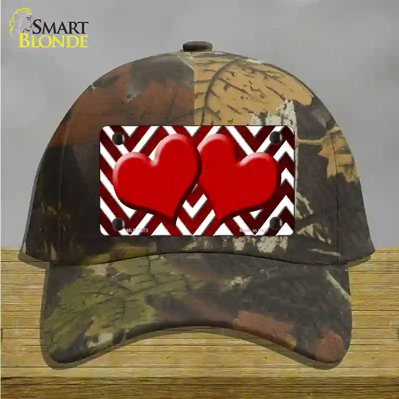 Red White Hearts Chevron Oil Rubbed Novelty License Plate Hat Cotton / Camoflauge