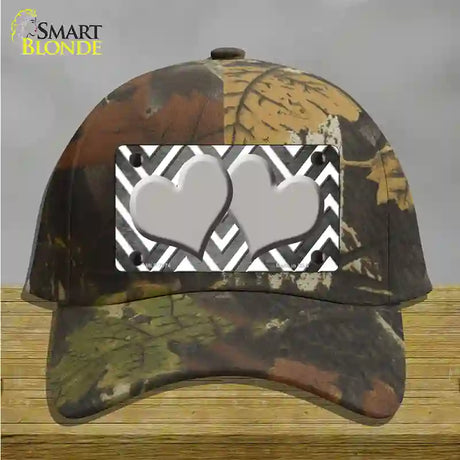 Gray White Hearts Chevron Oil Rubbed Novelty License Plate Hat Cotton / Camoflauge