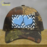 Light Blue White Hearts Chevron Oil Rubbed Novelty License Plate Hat Cotton / Camoflauge