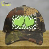 Lime Green White Hearts Chevron Oil Rubbed Novelty License Plate Hat Cotton / Camoflauge