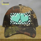 Mint White Hearts Chevron Oil Rubbed Novelty License Plate Hat Cotton / Camoflauge