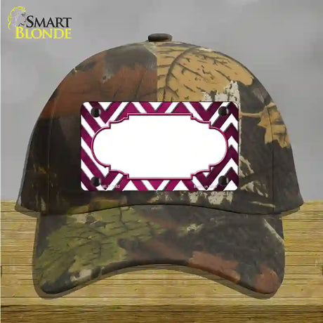 Pink White Chevron Scallop Oil Rubbed Novelty License Plate Hat Cotton / Camoflauge