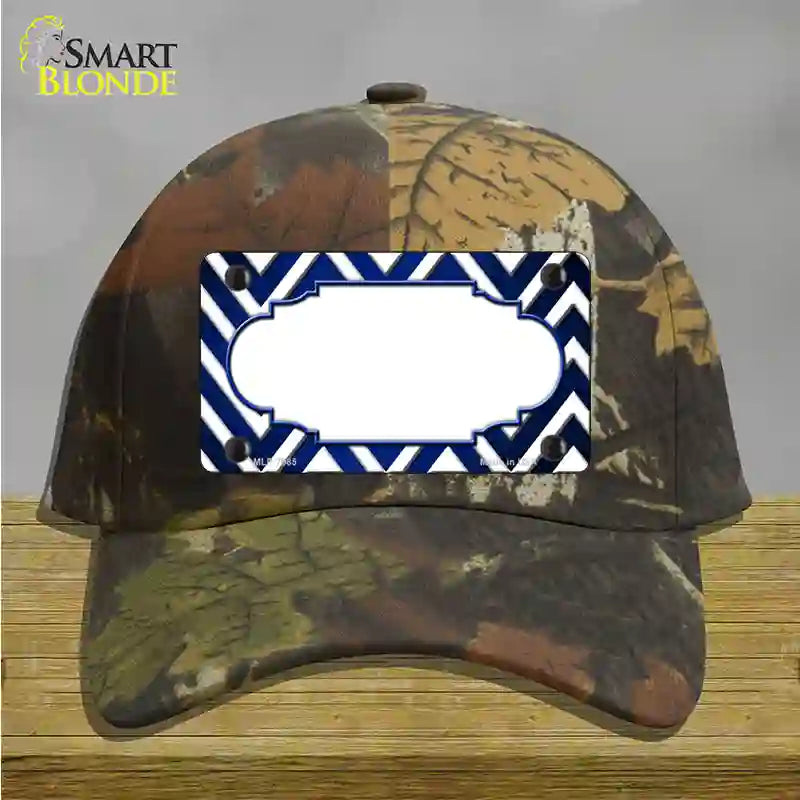 Blue White Chevron Scallop Oil Rubbed Novelty License Plate Hat Cotton / Camoflauge