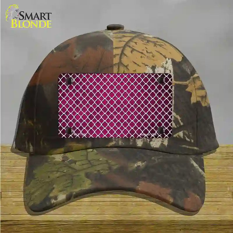 Pink White Quatrefoil Oil Rubbed Novelty License Plate Hat Cotton / Camoflauge