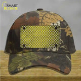 Yellow White Quatrefoil Oil Rubbed Novelty License Plate Hat Cotton / Camoflauge