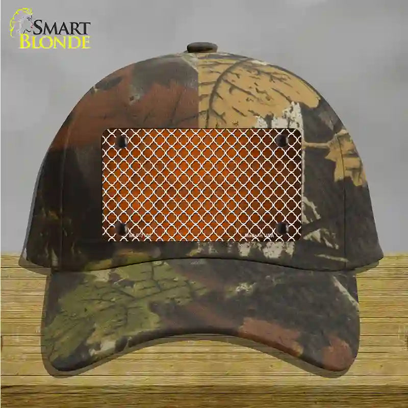 Orange White Quatrefoil Oil Rubbed Novelty License Plate Hat Cotton / Camoflauge