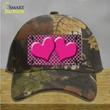 Pink White Quatrefoil Hearts Oil Rubbed Novelty License Plate Hat Cotton / Camoflauge