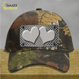 Gray White Quatrefoil Hearts Oil Rubbed Novelty License Plate Hat Cotton / Camoflauge