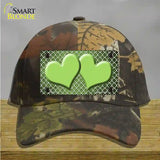 Lime Green White Quatrefoil Hearts Oil Rubbed Novelty License Plate Hat Cotton / Camoflauge