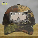 Tan White Quatrefoil Hearts Oil Rubbed Novelty License Plate Hat Cotton / Camoflauge