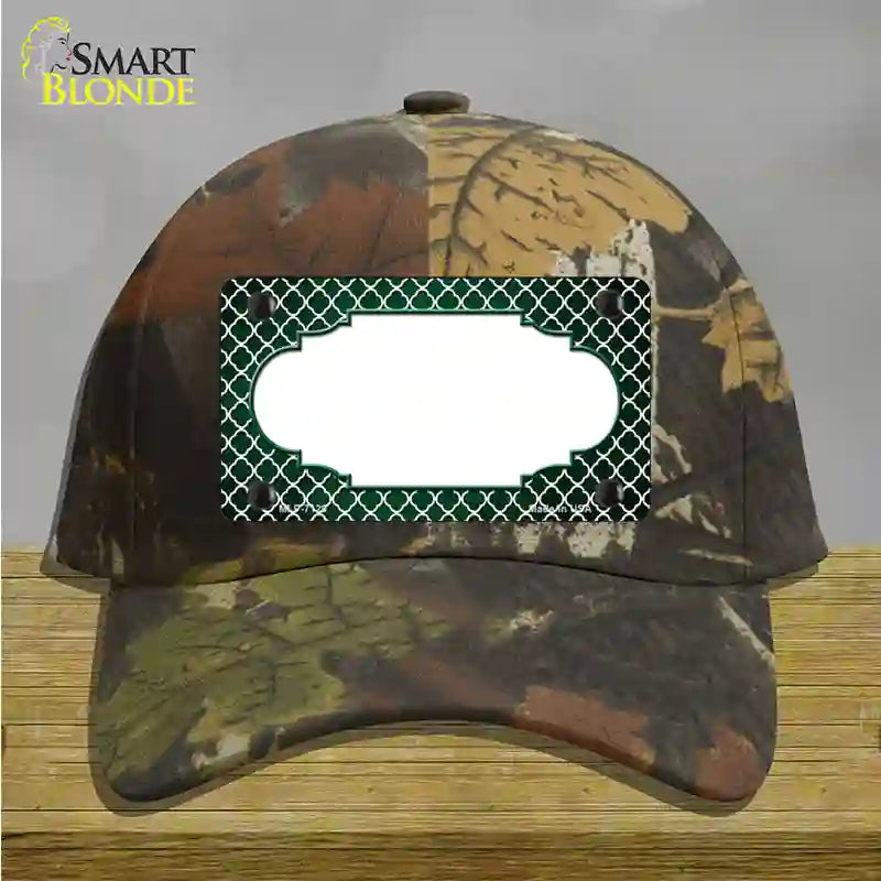 Green White Quatrefoil Scallop Oil Rubbed Novelty License Plate Hat Cotton / Camoflauge