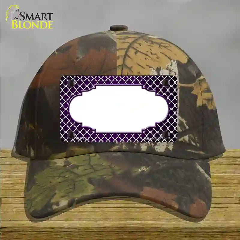 Purple White Quatrefoil Scallop Oil Rubbed Novelty License Plate Hat Cotton / Camoflauge