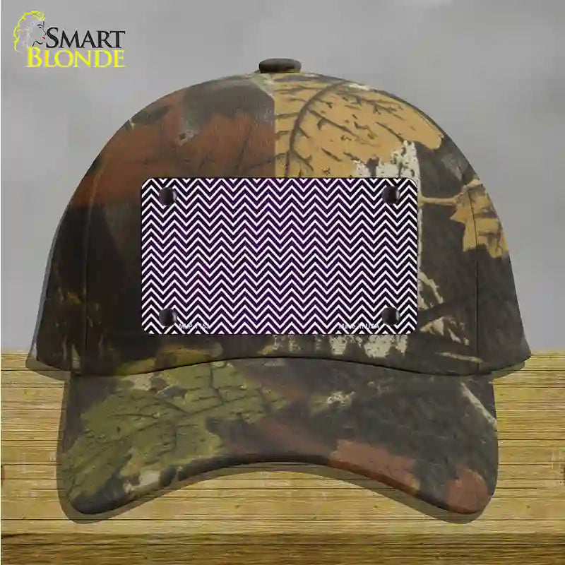 Purple White Small Chevron Oil Rubbed Novelty License Plate Hat Cotton / Camoflauge