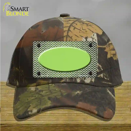 Lime Green White Small Chevron Oval Oil Rubbed Novelty License Plate Hat Cotton / Camoflauge