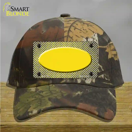 Yellow White Small Chevron Oval Oil Rubbed Novelty License Plate Hat Cotton / Camoflauge