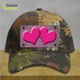 Pink White Small Chevron Hearts Oil Rubbed Novelty License Plate Hat Cotton / Camoflauge