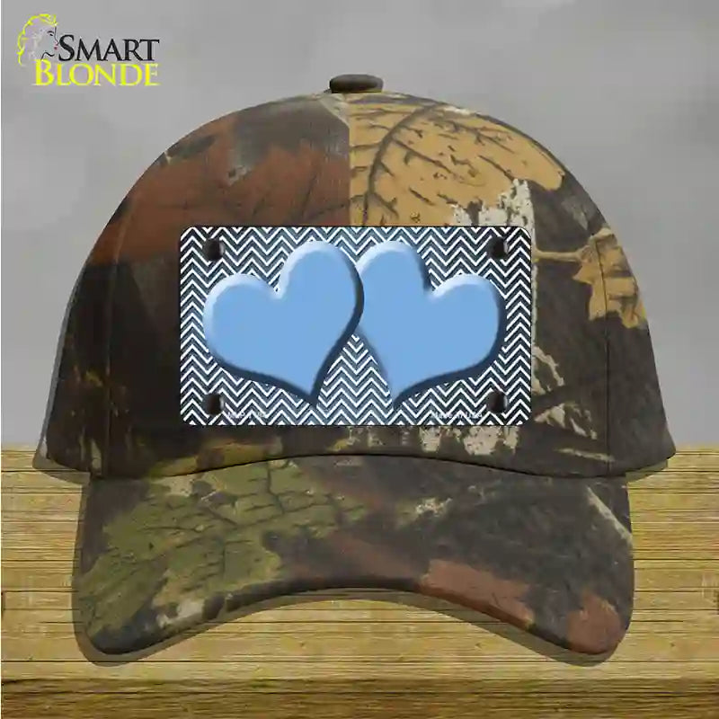 Light Blue White Small Chevron Hearts Oil Rubbed Novelty License Plate Hat Cotton / Camoflauge