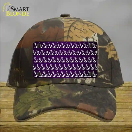 Purple White Anchor Oil Rubbed Novelty License Plate Hat Cotton / Camoflauge