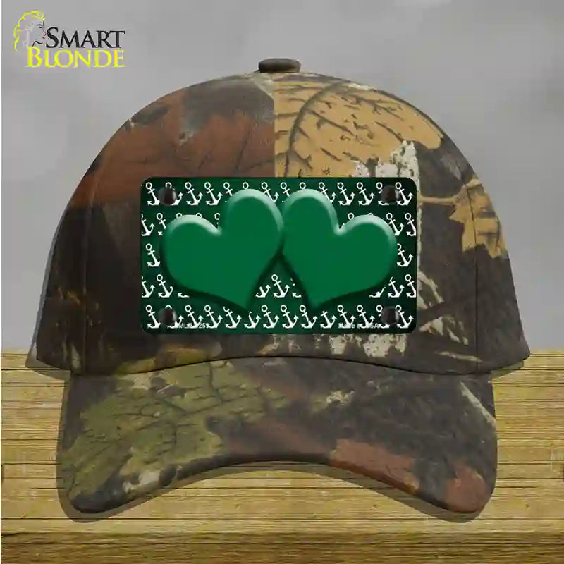 Green White Anchor Hearts Oil Rubbed Novelty License Plate Hat Cotton / Camoflauge