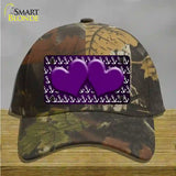 Purple White Anchor Hearts Oil Rubbed Novelty License Plate Hat Cotton / Camoflauge