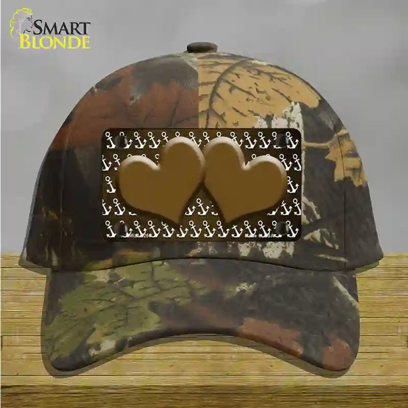 Brown White Anchor Hearts Oil Rubbed Novelty License Plate Hat Cotton / Camoflauge