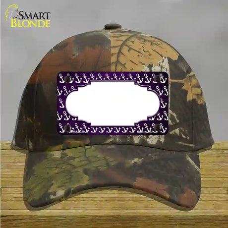 Purple White Anchor Scallop Oil Rubbed Novelty License Plate Hat Cotton / Camoflauge