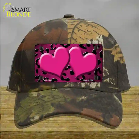 Pink Black Cheetah Hearts Oil Rubbed Novelty License Plate Hat Cotton / Camoflauge