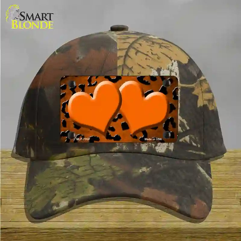 Orange Black Cheetah Hearts Oil Rubbed Novelty License Plate Hat Cotton / Camoflauge