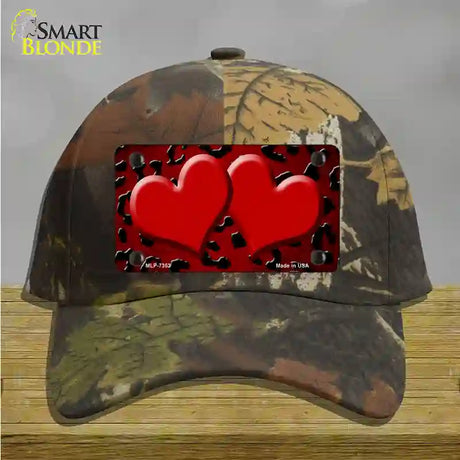 Red Black Cheetah Hearts Oil Rubbed Novelty License Plate Hat Cotton / Camoflauge