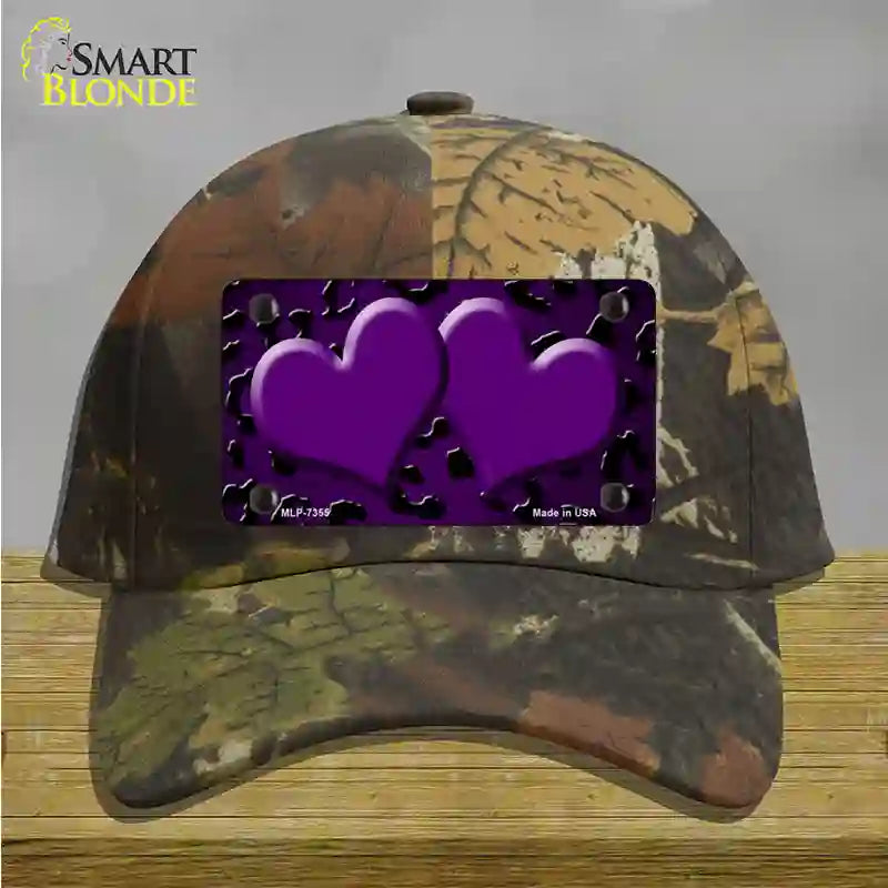 Purple Black Cheetah Hearts Oil Rubbed Novelty License Plate Hat Cotton / Camoflauge