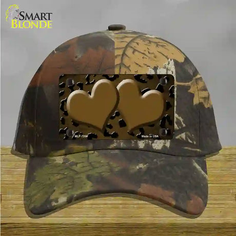 Brown Black Cheetah Hearts Oil Rubbed Novelty License Plate Hat Cotton / Camoflauge