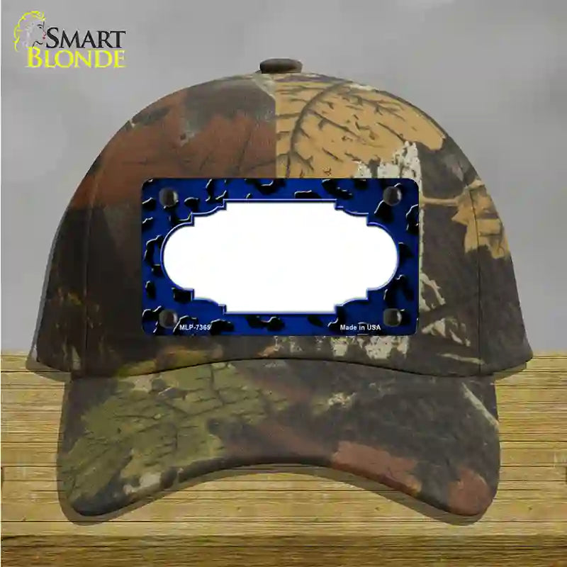 Blue Black Cheetah Scallop Oil Rubbed Novelty License Plate Hat Cotton / Camoflauge