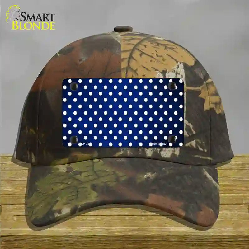 Blue White Small Dots Oil Rubbed Novelty License Plate Hat Cotton / Camoflauge