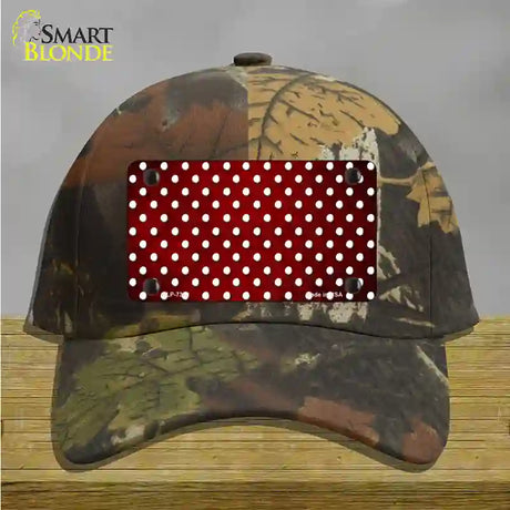 Red White Small Dots Oil Rubbed Novelty License Plate Hat Cotton / Camoflauge