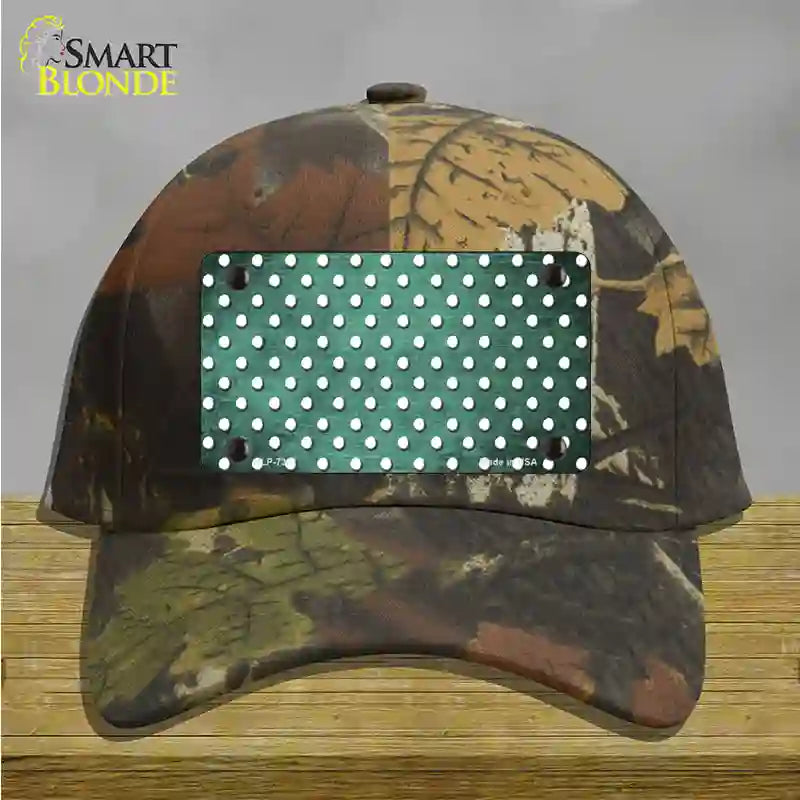 Mint White Small Dots Oil Rubbed Novelty License Plate Hat Cotton / Camoflauge