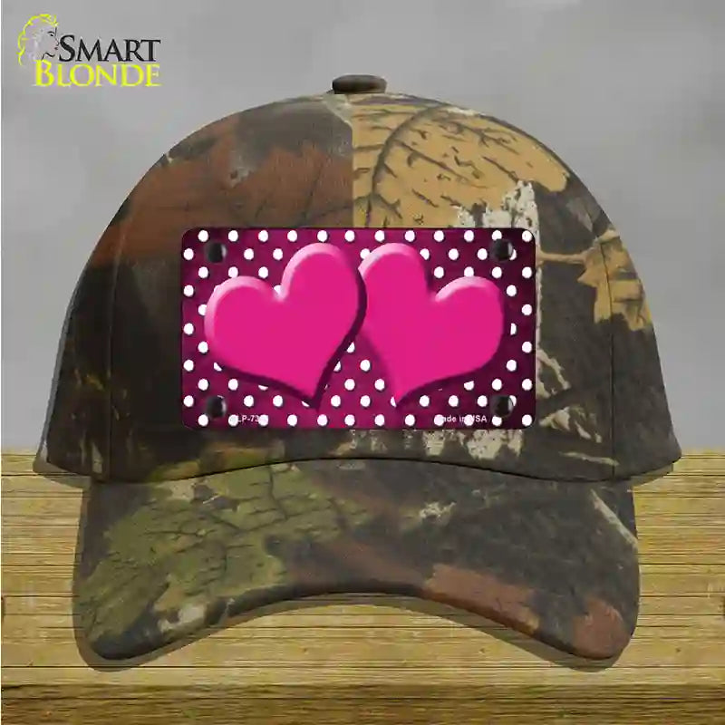 Pink White Small Dots Hearts Oil Rubbed Novelty License Plate Hat Cotton / Camoflauge