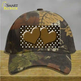 Brown White Small Dots Hearts Oil Rubbed Novelty License Plate Hat Cotton / Camoflauge