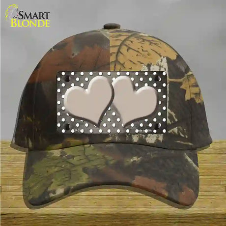 Tan White Small Dots Hearts Oil Rubbed Novelty License Plate Hat Cotton / Camoflauge