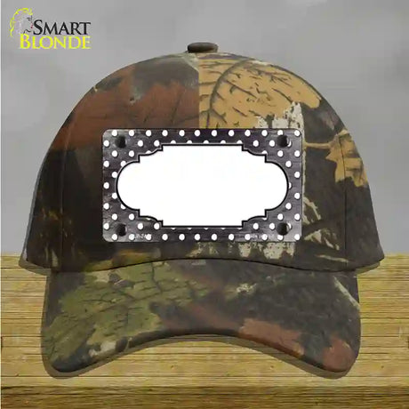 Black White Small Dots Scallop Oil Rubbed Novelty License Plate Hat Cotton / Camoflauge