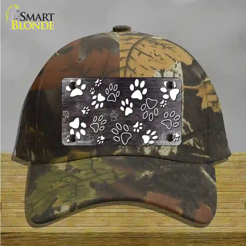 Black White Paw Oil Rubbed Novelty License Plate Hat Cotton / Camoflauge