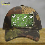 Lime Green White Paw Oil Rubbed Novelty License Plate Hat Cotton / Camoflauge